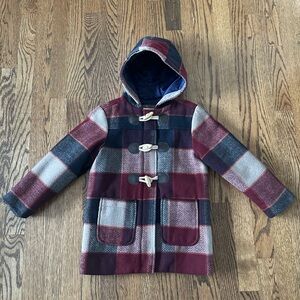 Size 4 / 5 Plaid Peacoat Dress Coat with Hood
